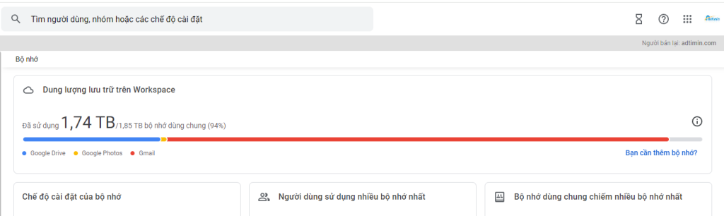 Gmail hết dung lượng bộ nhớ gộp