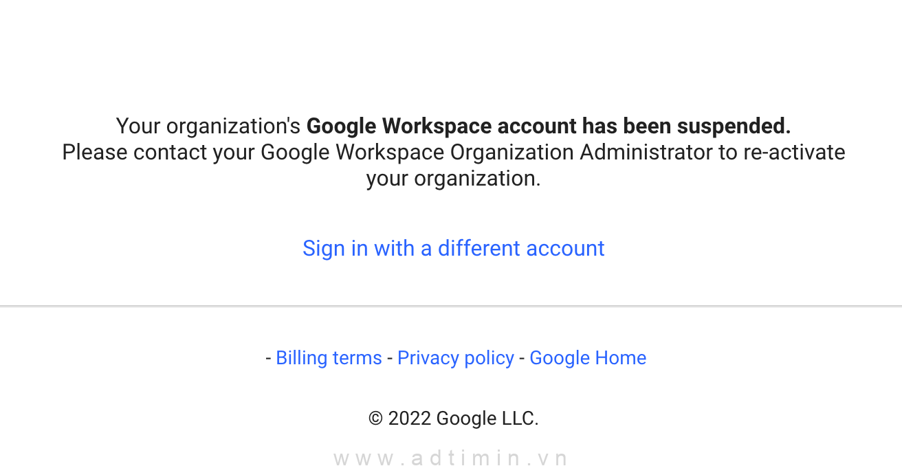 google workspace bi tam ngung