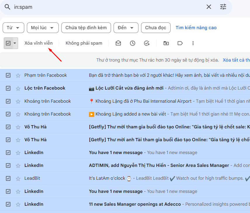 Gmail bị đầy