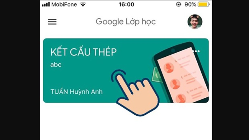 Google Classroom trên điện thoại