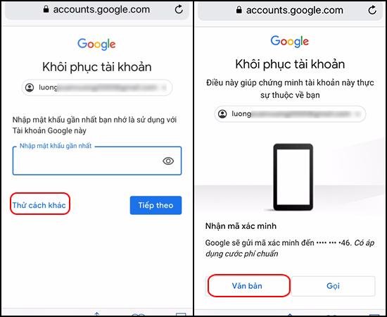 Nhập số điện thoại mà bạn đã liên kết với tài khoản Gmail vào ô tương ứng