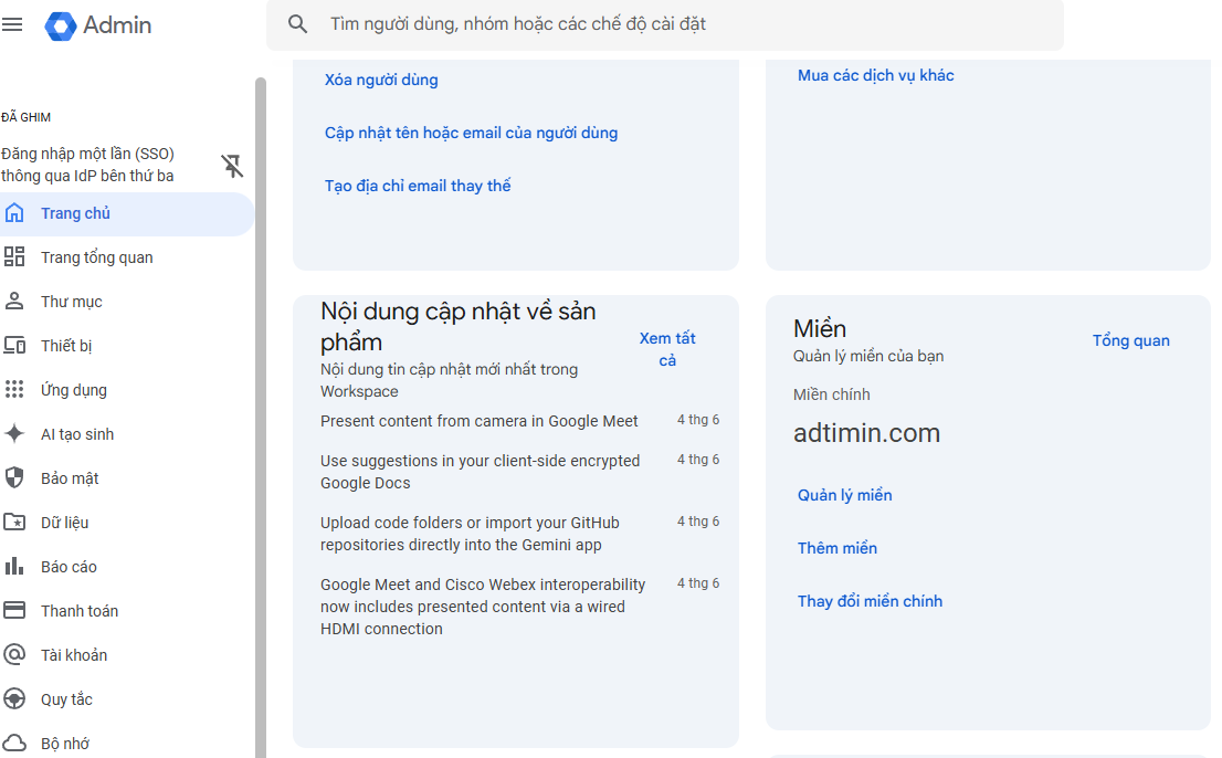 Đăng nhập Google workspace