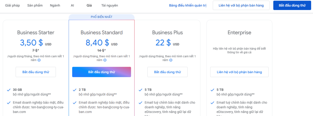 Mua workspace tại Google