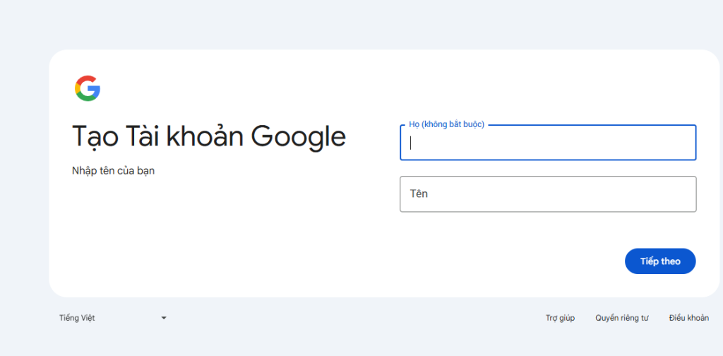 Tạo tài khoản Gmail