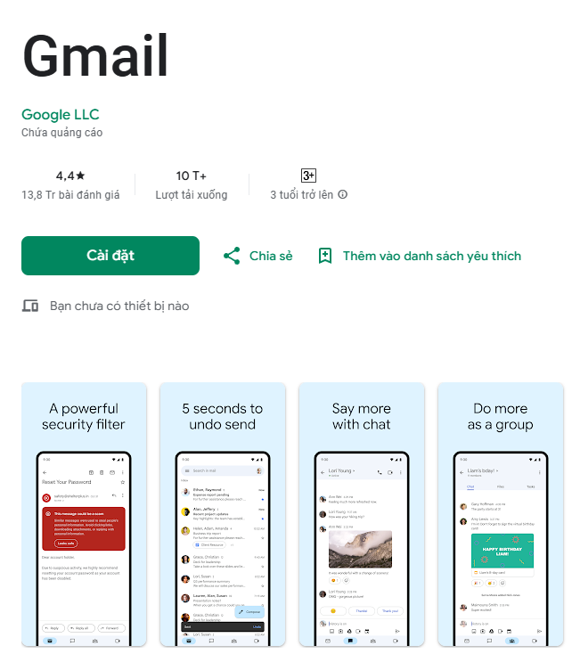 Ứng dụng đăng nhập google workspace Gmail trên điện thoại