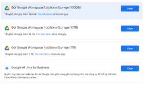 Mua thêm dung lượng Google Workspace